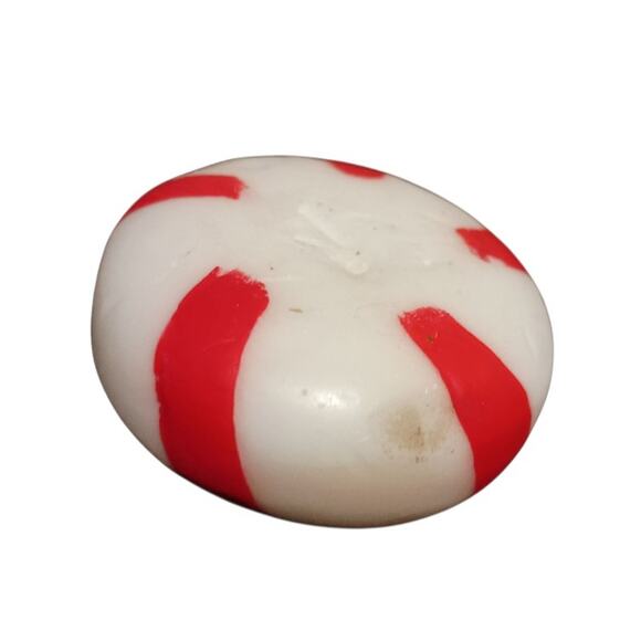 Peppermint Candy Christmas Holiday Round Candles Set Of 5 2"L X 1"H Red & White - Picture 3 of 4